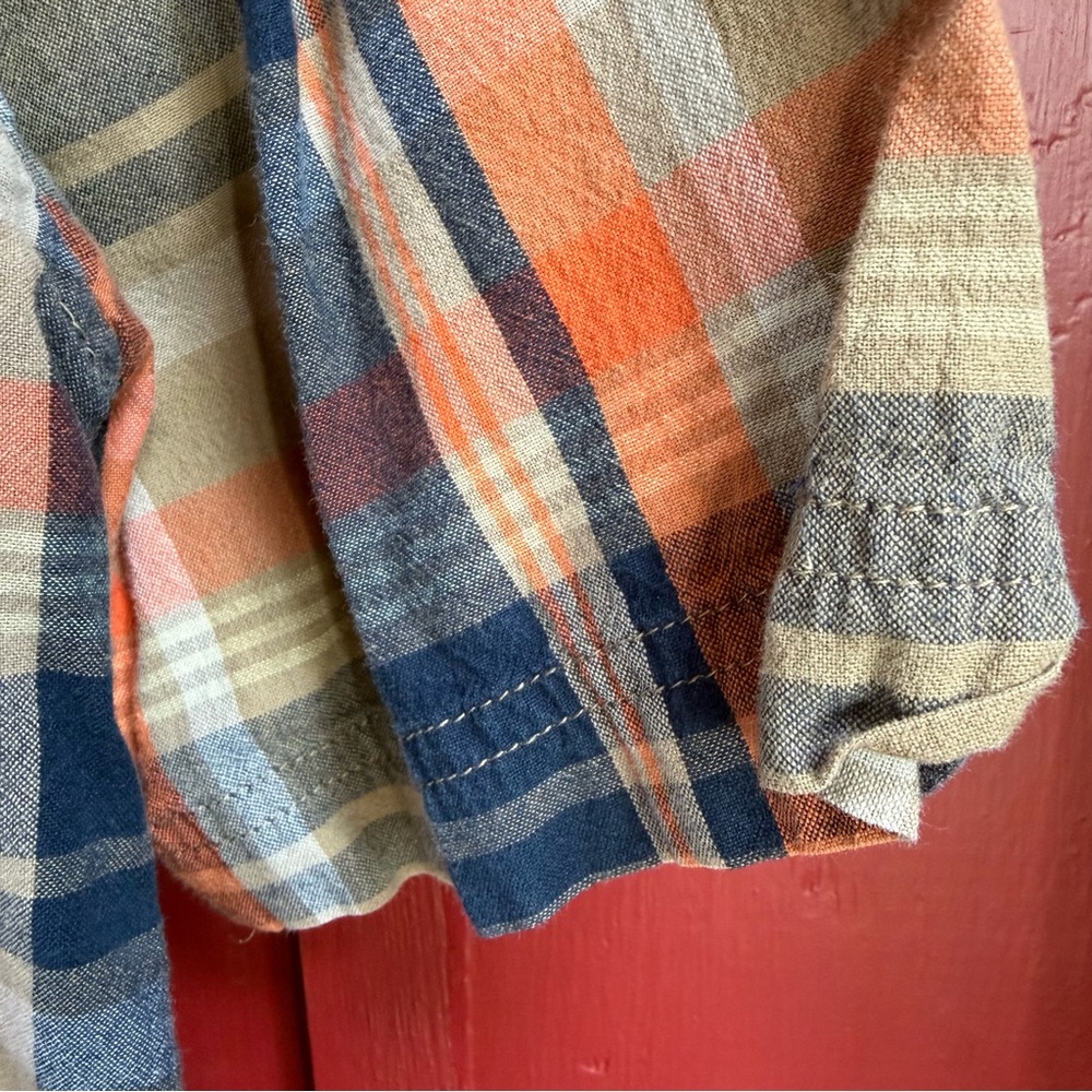 Orange Plaid Button Down! The color is 🔥 - Picture 4 of 9